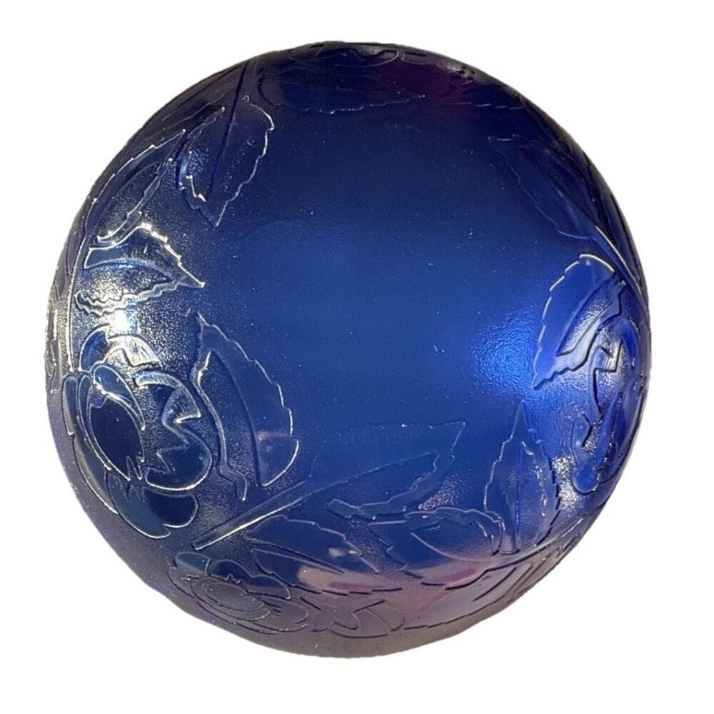 Arcoroc France Blue Glass Floral Scalloped Serving Salad Bowl Cobalt - Picture 4 of 14